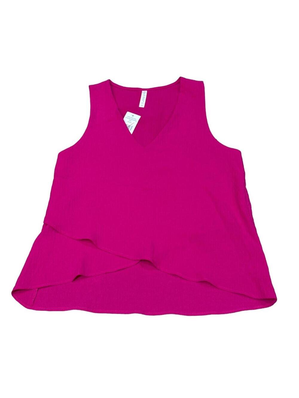 NWT Mia & Tess tiered tank top V-neck Medium Pink flowy Business Casual Vacation